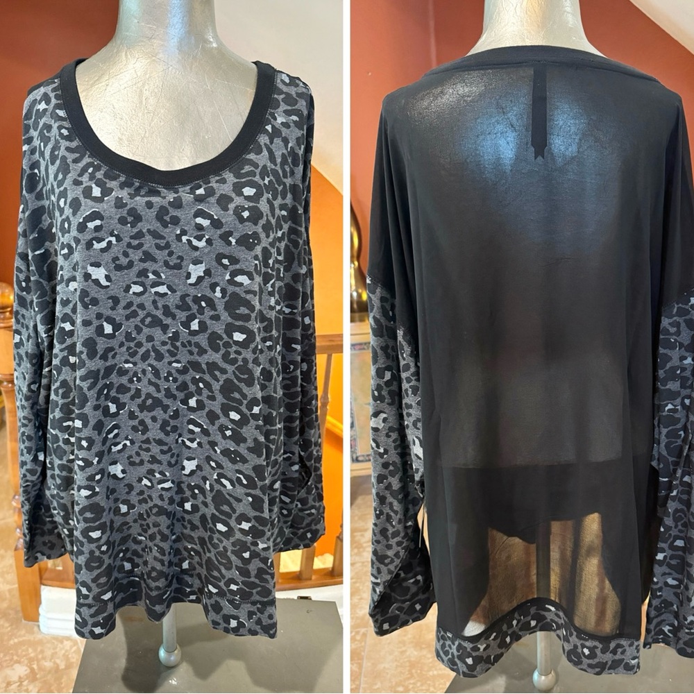 Seven Luxe Sheer Back Tee Shirt Women's Size